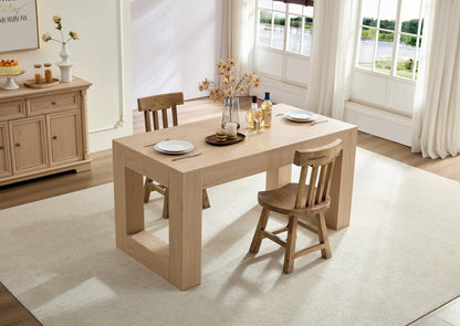 4-6 Person Farmhouse Dining Table - Wood MDF Tabletop