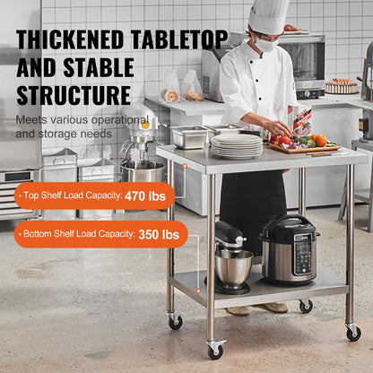 30 x 36 Stainless Steel Work Table - Silver