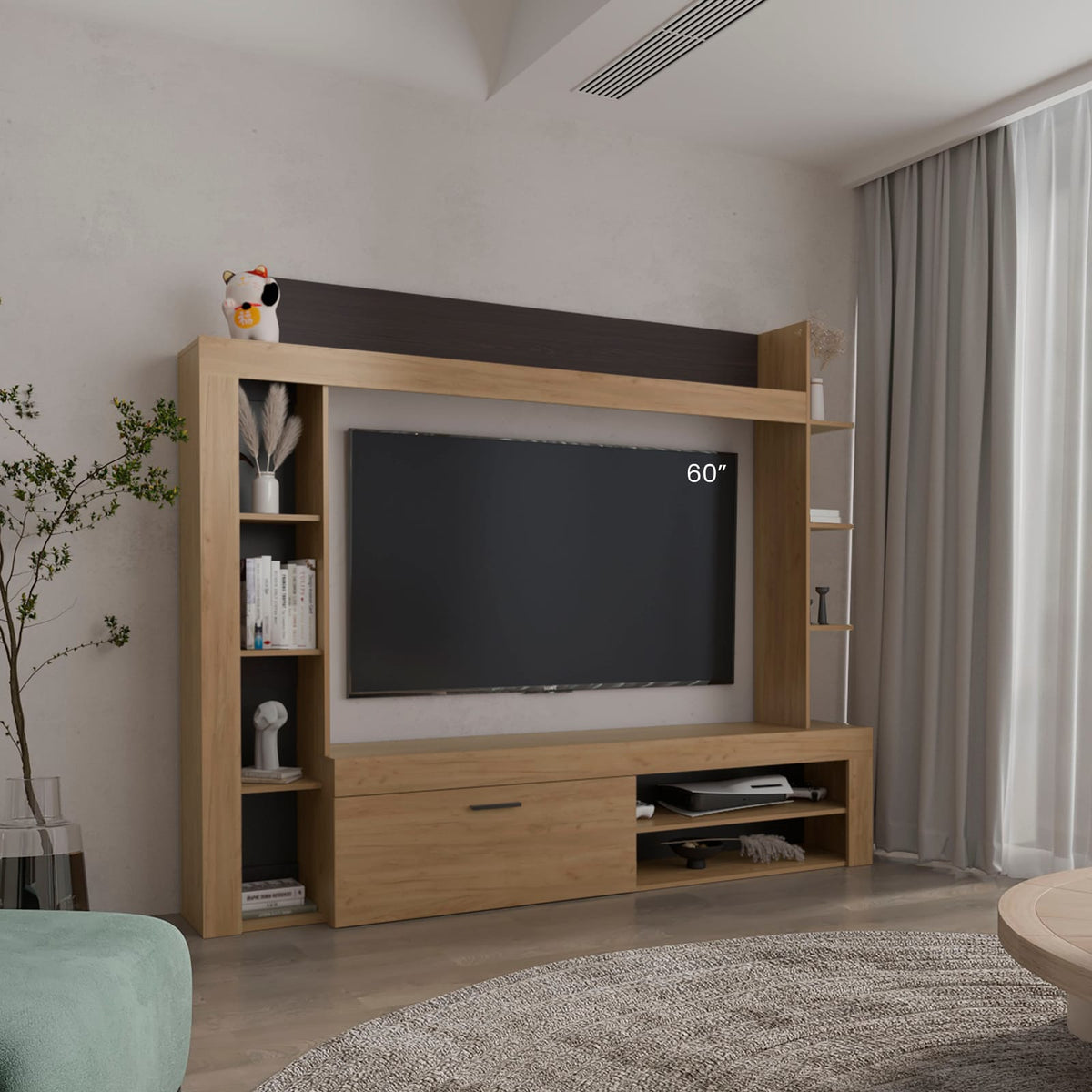 Multicolor Particle Board TV Stand with Storage