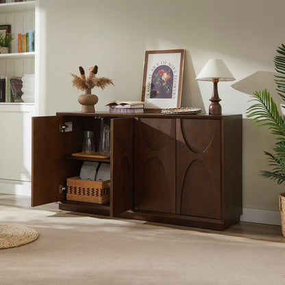 Natural Walnut 4-Door Accent Cabinet - Storage Sideboard
