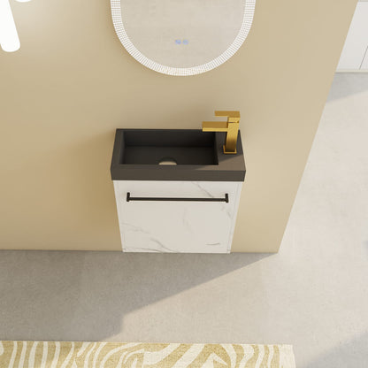 Modern Floating Bathroom Vanity with Soft-Close Black and White Plywood