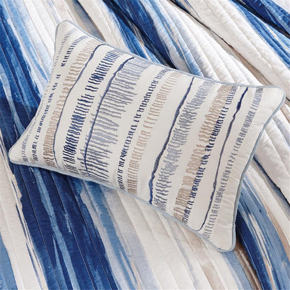 6 Piece Blue Quilt Set - Full/Queen Comfort