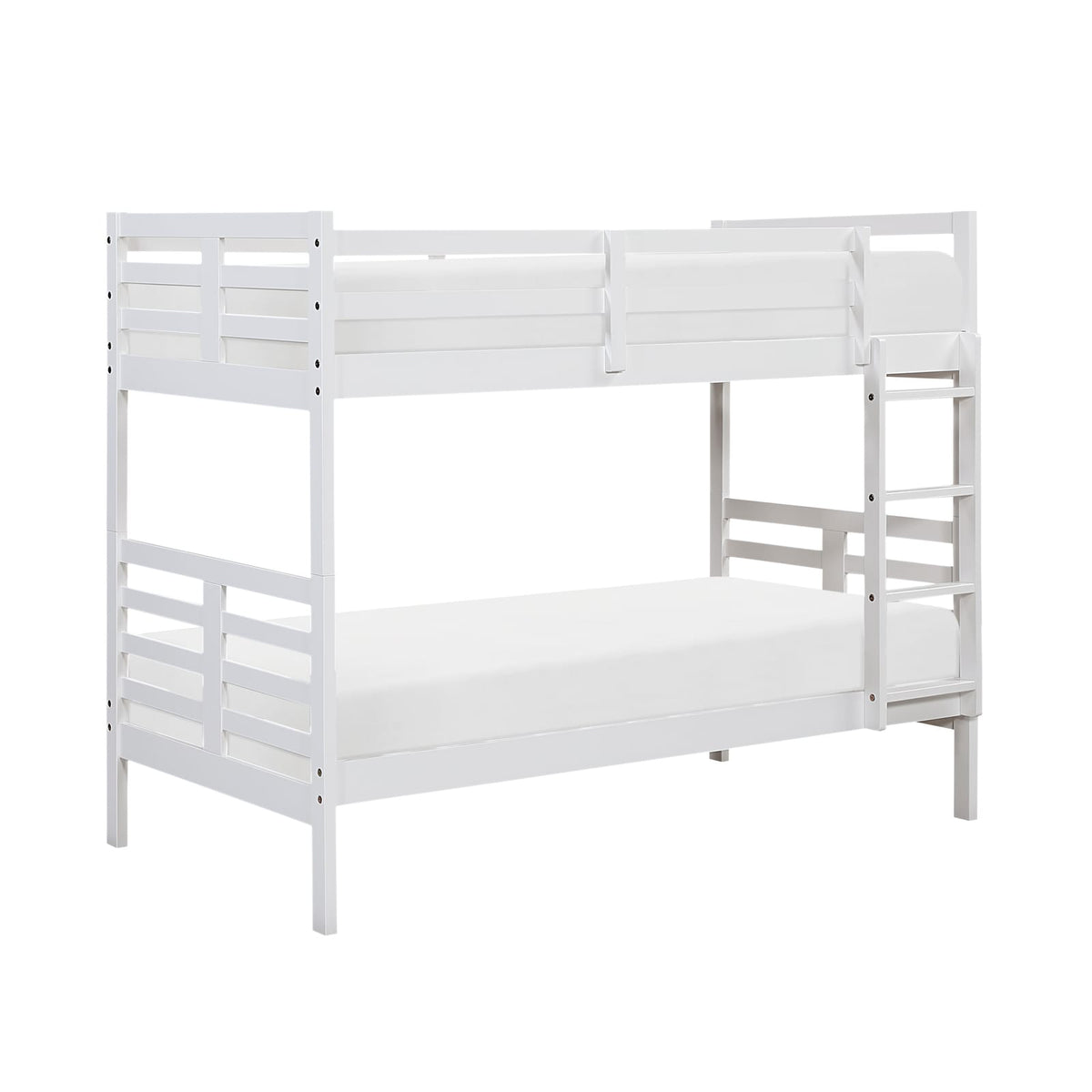 Twin Over Twin Bunk Bed - White Wood Frame