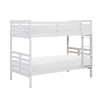 Twin Over Twin Bunk Bed - White Wood Frame