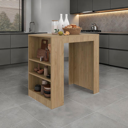Modern Oak Kitchen Island with Open Storage for Dining Room