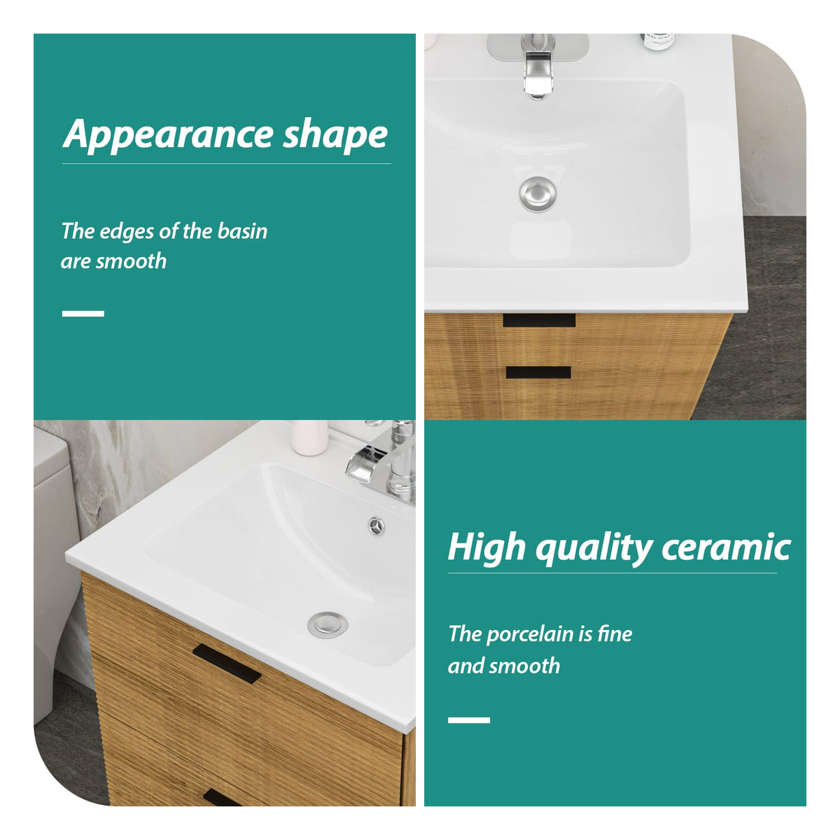 24 Inch White Ceramic Bathroom Vanity with Sink