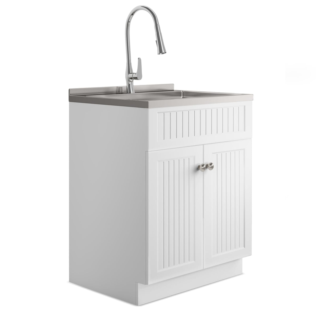 Beckham 28" Laundry Cabinet - White with Sink & Faucet
