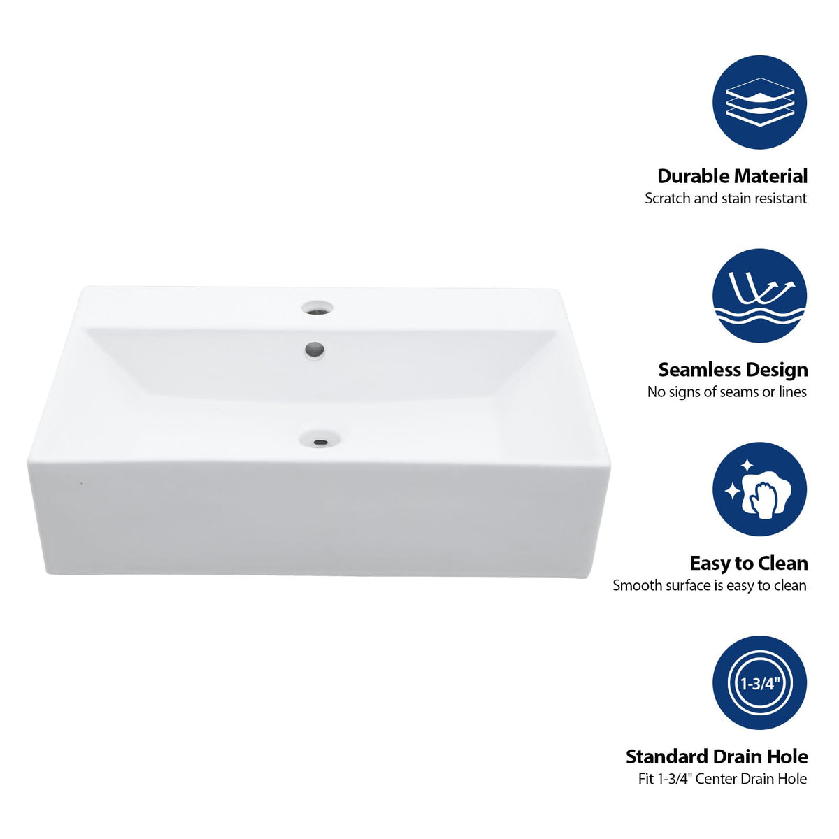 White Black Ceramic Bathroom Vanity Sink - Wall Mounted