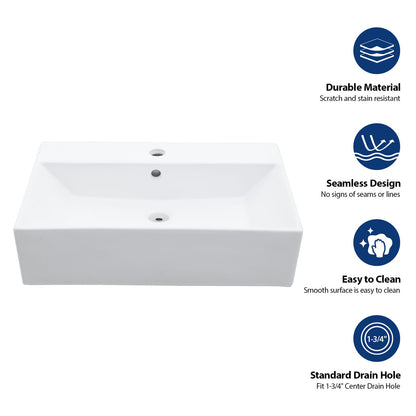 White Black Ceramic Bathroom Vanity Sink - Wall Mounted