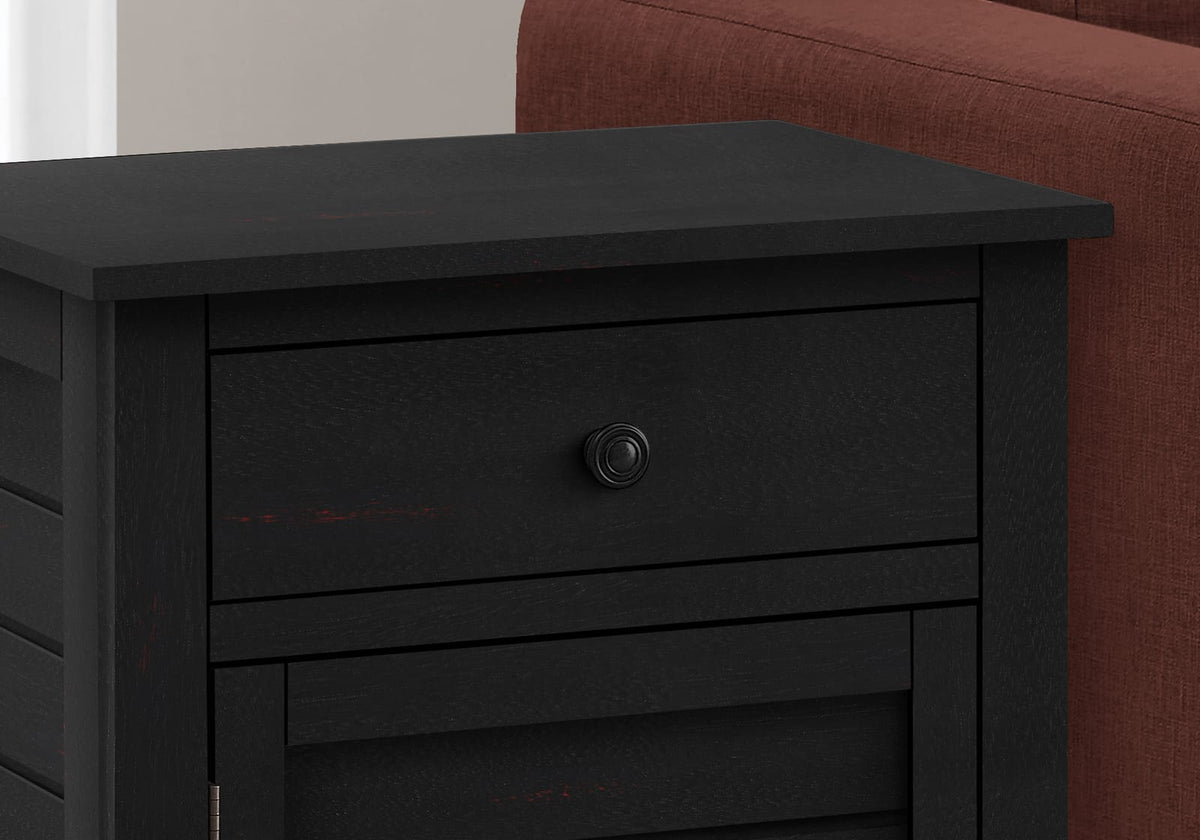 25 Inch Black Accent Table with Storage Drawer