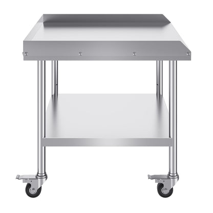 30 x 36 Stainless Steel Work Table - 3 Shelves, Wheels, Silver for Living Room