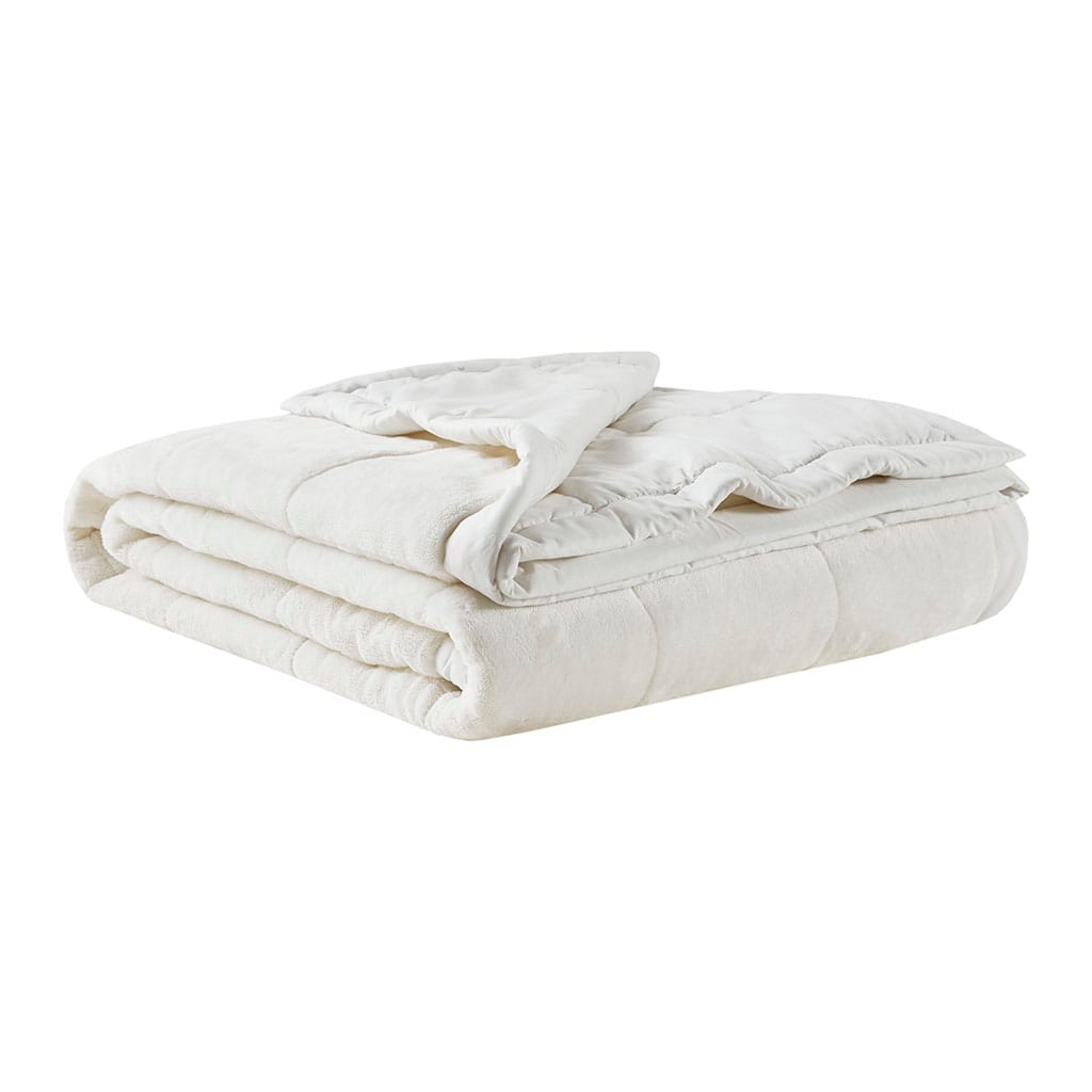 Soft Ivory Microfiber Reversible Blanket - Twin/Queen/King
