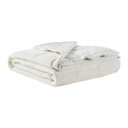 Soft Ivory Microfiber Reversible Blanket - Twin/Queen/King