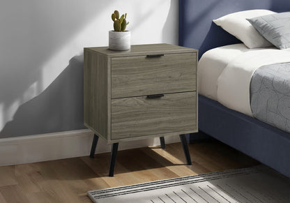 Grey Accent Table - Bedroom Nightstand Storage Drawer for Living Room