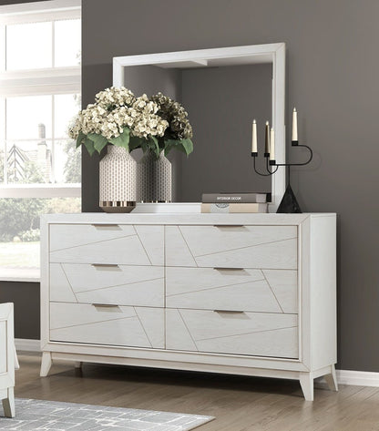 Antique White Dresser - 6 Drawers Modern Bedroom Storage