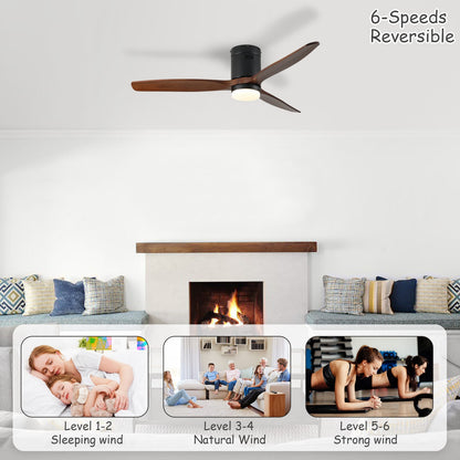 52 Inch Ceiling Fan with Light - Dark Walnut Blades, Remote Control