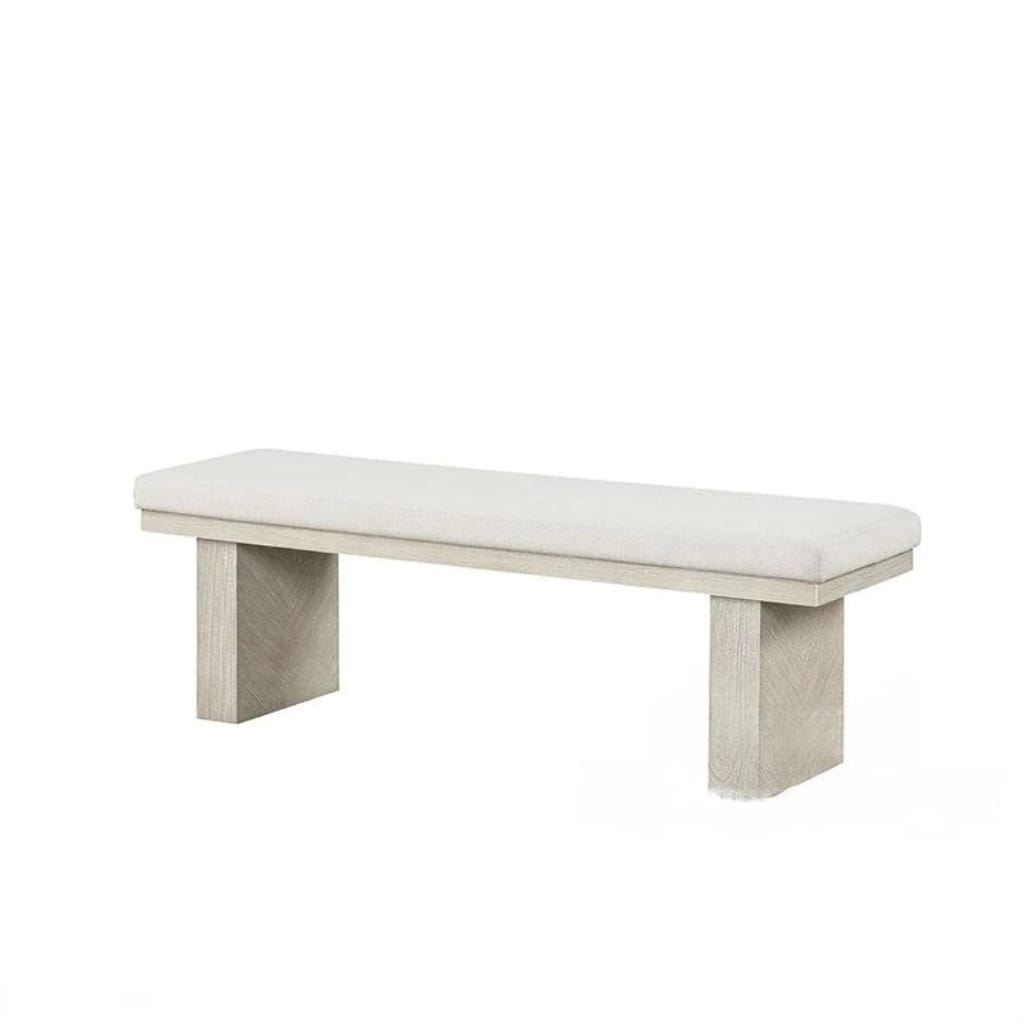 Natural Farmhouse Dining Bench with Fabric and Foam Cushion