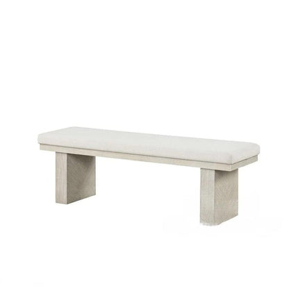 Natural Farmhouse Dining Bench with Fabric and Foam Cushion
