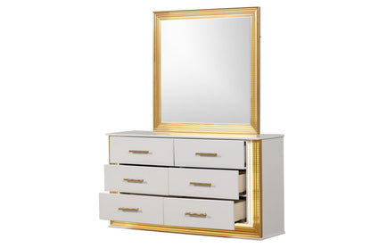 White Wood Vanity Mirror with LED Lights