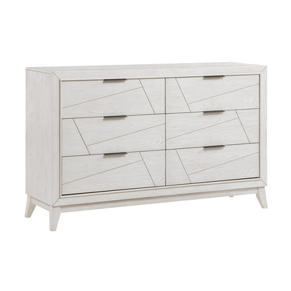 Antique White Dresser - 6 Drawers Modern Bedroom Storage