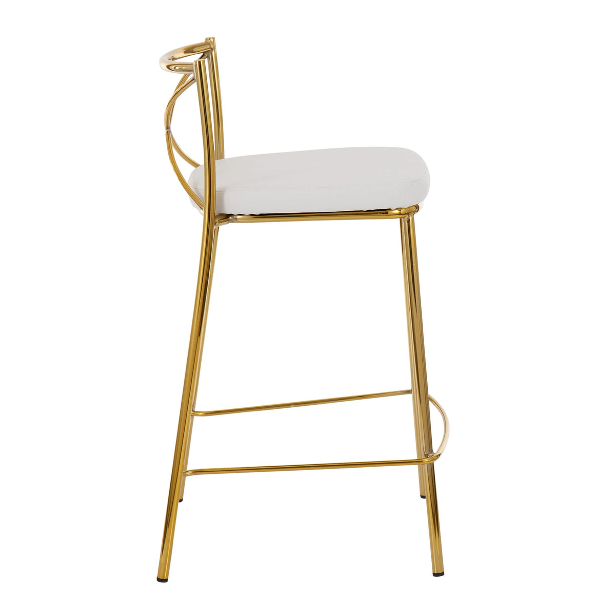 Modern Charlotte Counter Stool - 2 White Faux Leather Stools