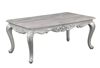 Silver Wood Coffee Table - Traditional Parsons Style for Living Room