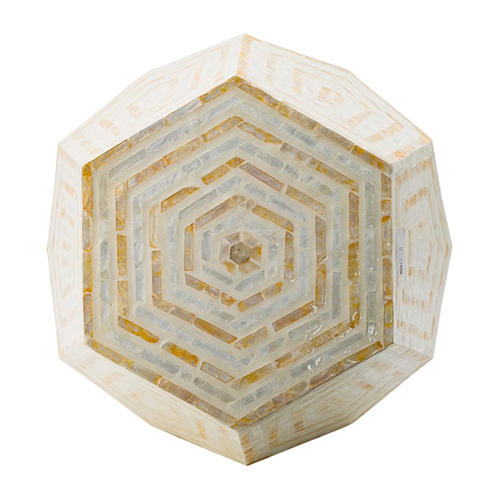 Cream Yellow Hexagonal Capes Stool 18x18x21 Inches