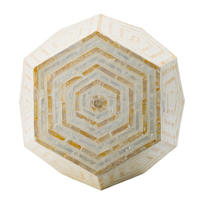 Cream Yellow Hexagonal Capes Stool 18x18x21 Inches