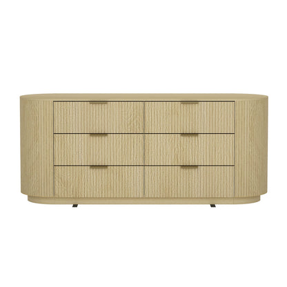 71" Oak Double Dresser - Modern Bedroom Storage