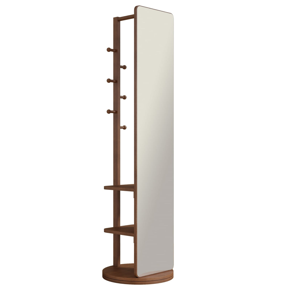 69" Walnut Full Length Mirror with Rotating Hook