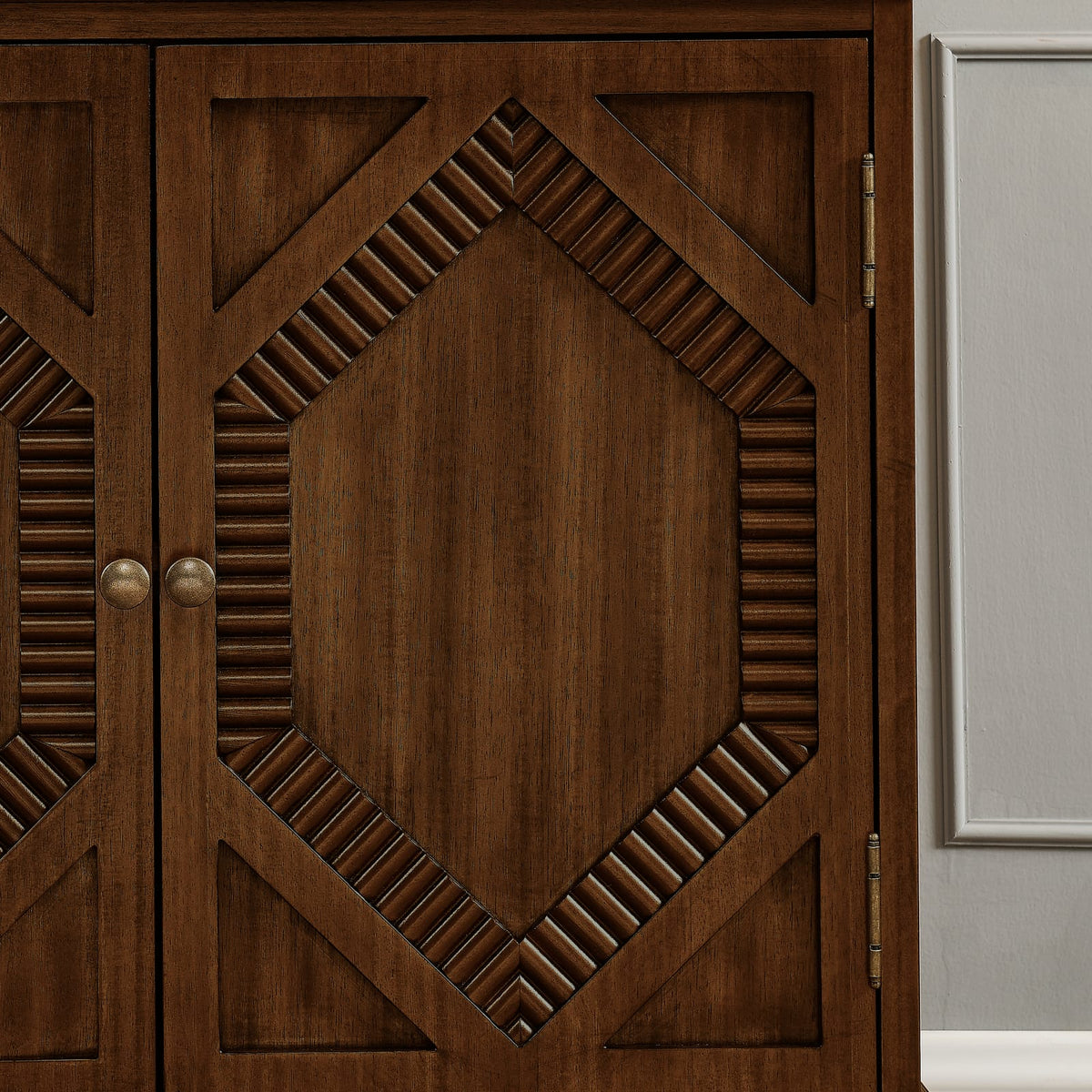 Walnut MDF Sideboard Cabinet - Storage Buffet Media Console