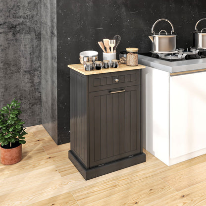 HOMCOM Kitchen Trash Cabinet - Black Storage & Safety