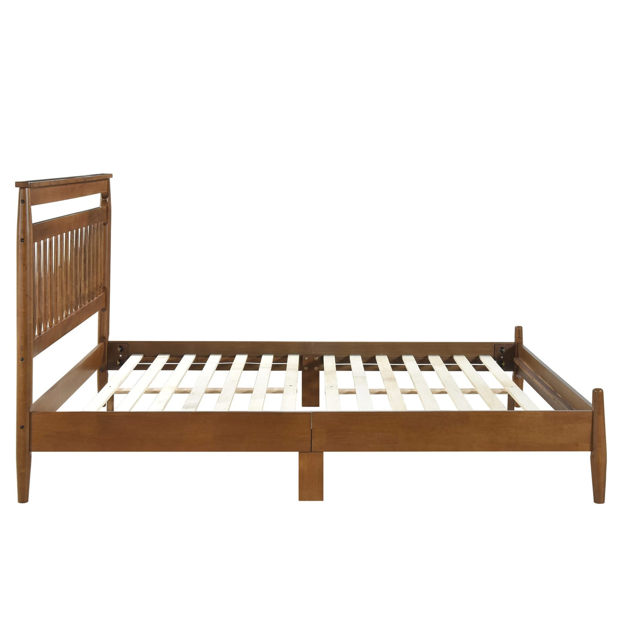 Queen Platform Bed - Chestnut Finish, Box Spring Not Needed
