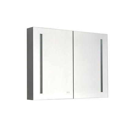Grey Bathroom Medicine Cabinet with Mirror - 40x30 Inch