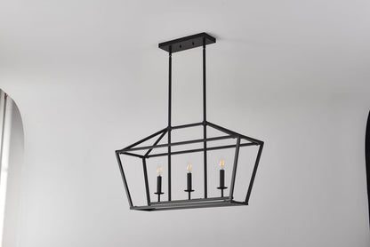 3-Light Farmhouse Kitchen Island Lighting - Matte Black