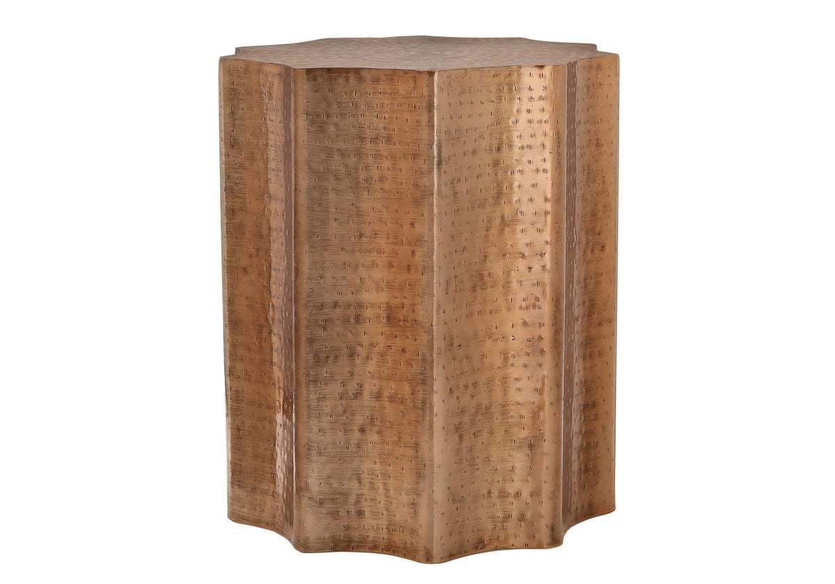 22" Copper Metal Drum Table - Boho Accent Table
