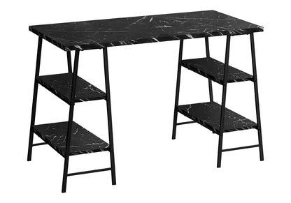 Black Metal Computer Desk with Storage Shelves - 48" L
