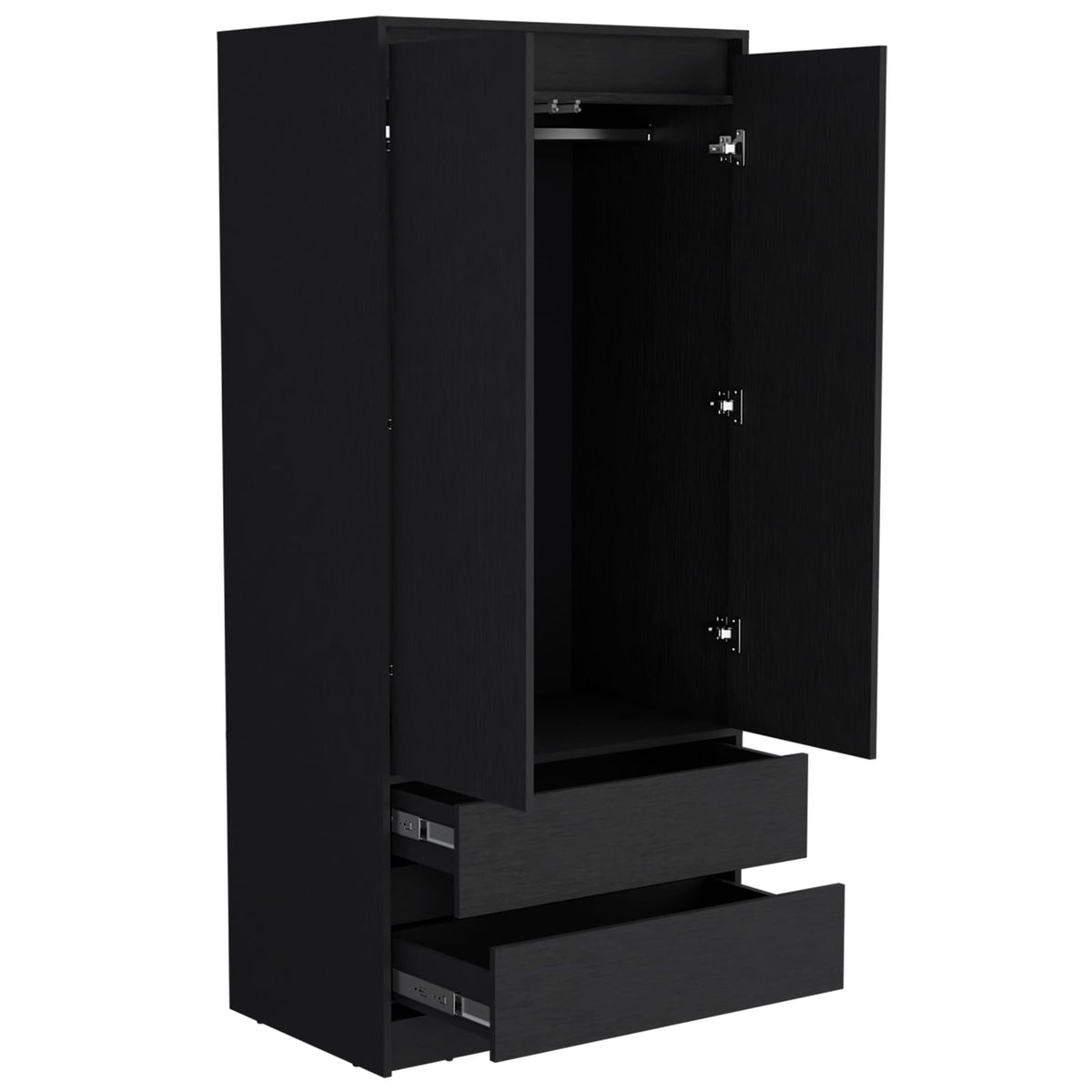 Black Bedroom Dresser with Two Doors - 70.87" Wide