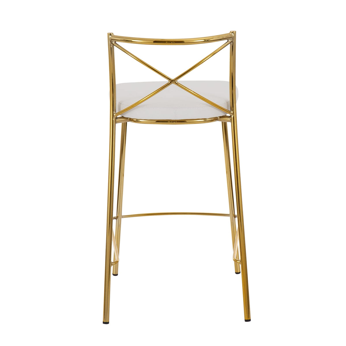 Modern Charlotte Counter Stool - 2 White Faux Leather Stools