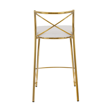 Modern Charlotte Counter Stool - 2 White Faux Leather Stools