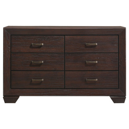 Dark Brown Engineered Wood 6-Drawer Bedroom Dresser