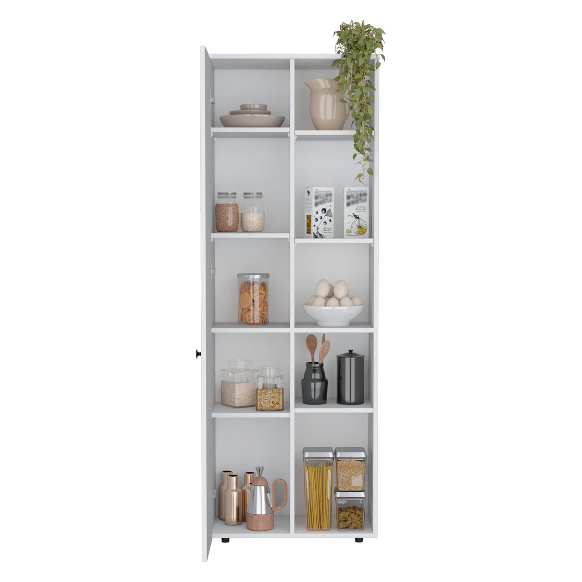 White Kitchen Pantry Cabinet - 11.8 x 23.6 x 66.9", 1-2 Spaces for Living Room