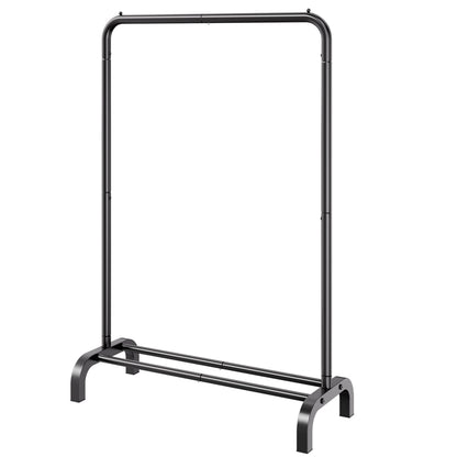 Black Steel Clothes Rack with Hanging Rod - Bedroom Storage