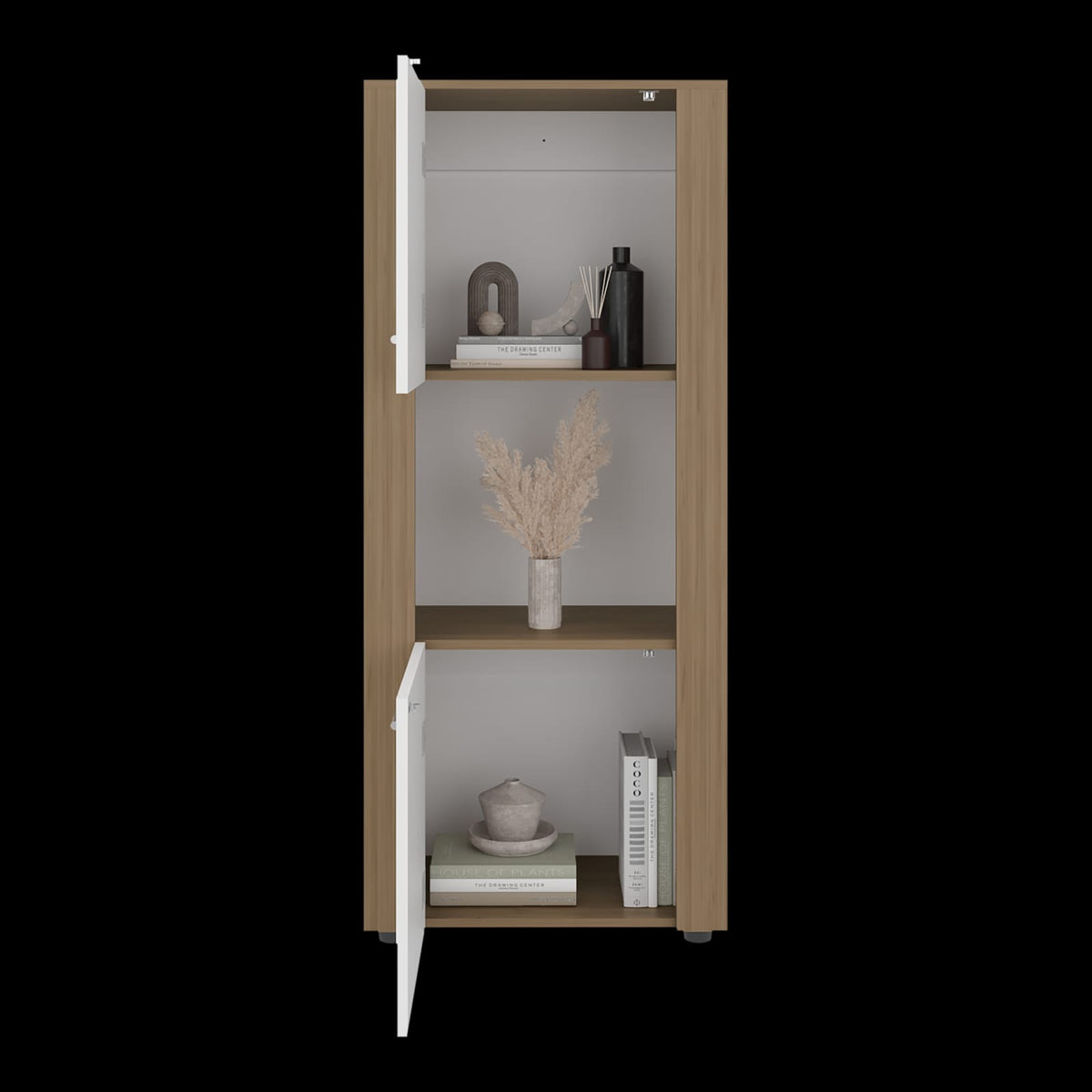 Multi-Shelf Bookcase with Metal Rods - 22"W x 13.2"D x 53"H for Home Office