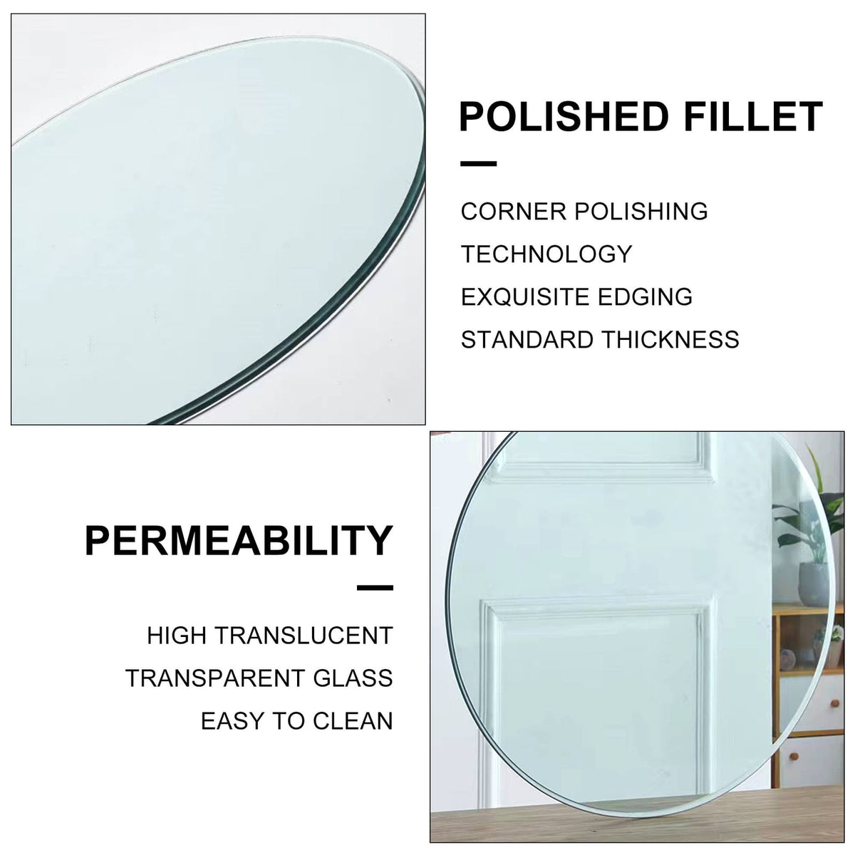 Round Glass Dining Table - 42.13 Inch Diameter for Dining Room