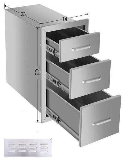 14x20 Stainless Steel Outdoor Drawer Cabinets - Silver
