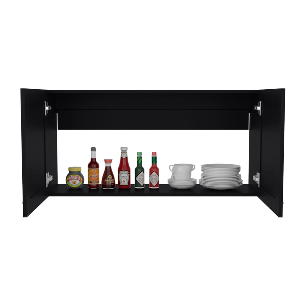 Black Kitchen Wall Cabinet - 12 x 39.4 x 19.3", Engineered Wood
