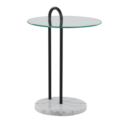 Claire Side Table - Clear Glass & Marble Modern Table