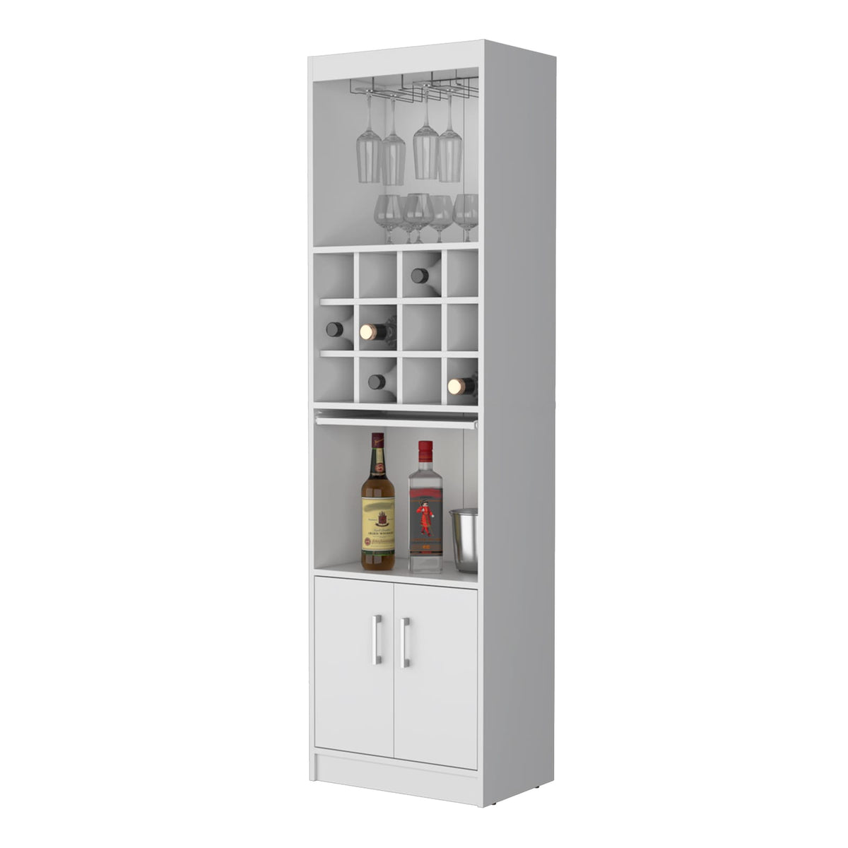White Bar Cabinet with Wine Storage - 5+ Spaces for Living Room