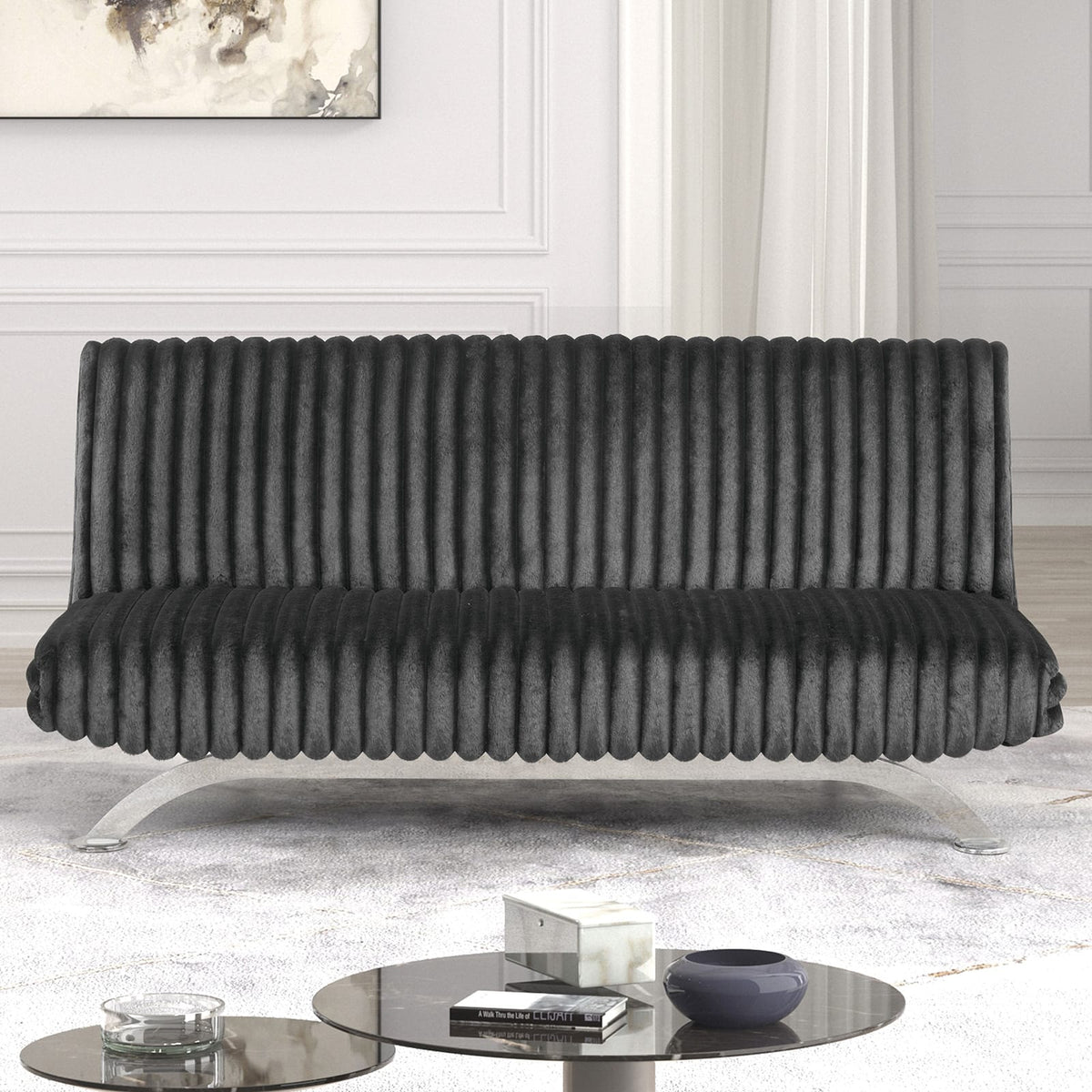 Charcoal Futon Sofa Bed - Contemporary Style for Living Room